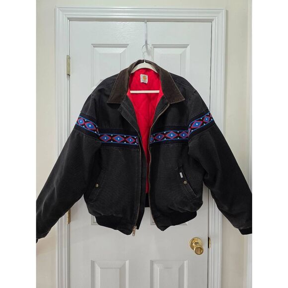 90s vintage Carhartt Aztec santa fe bomber insulated jacket XL made in USA - Picture 1 of 10